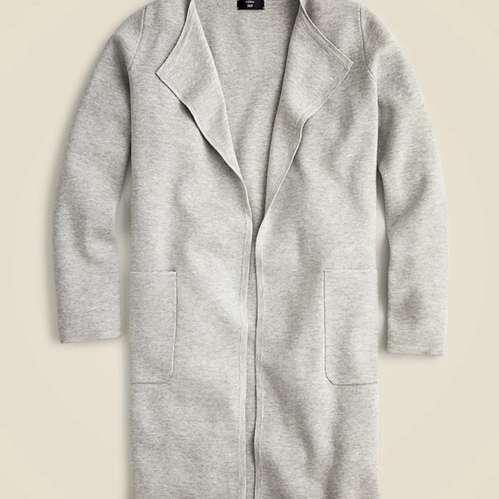 J. Crew Light Gray Open-Front Longline Sweater Coat